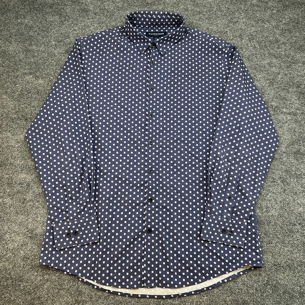 Mizzen Main Shirt Mens Large Leeward Classic Fit Blue Floral Long Sleeve Stretch